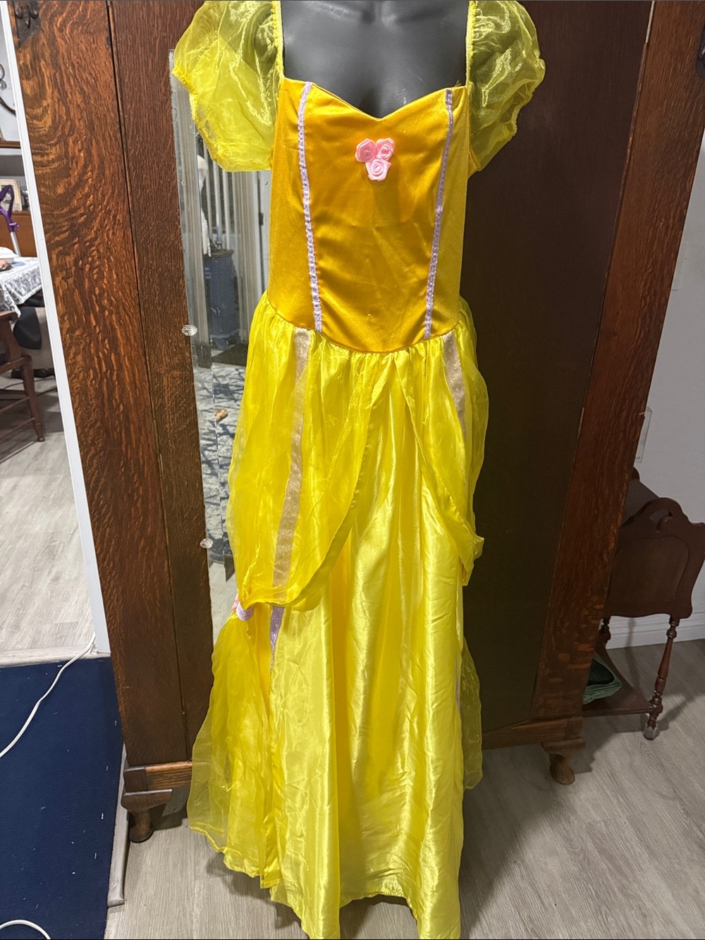 Belle like Yellow Princess Girls' Costume Dress - Floral Accent